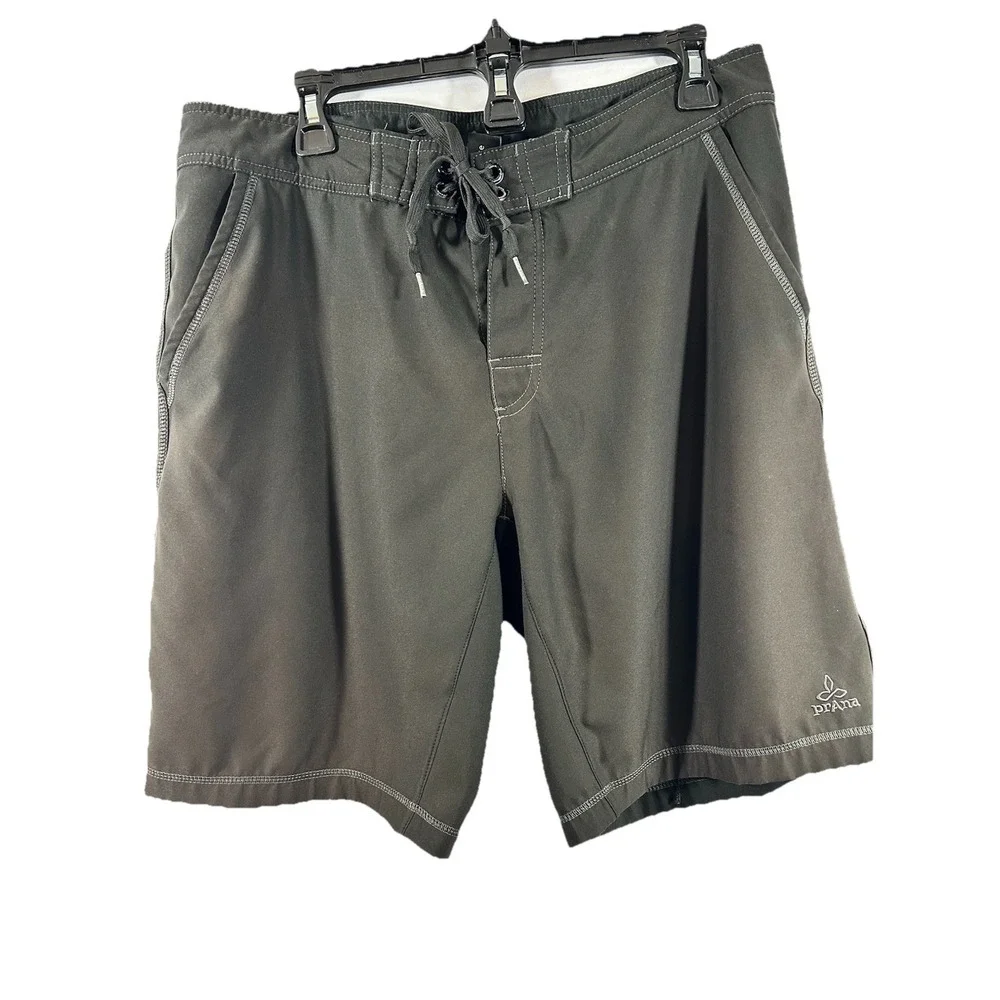 prAna Shorts Mens 34‎ Black Breathe Drawstring Athletic Lightweight Quick Dry